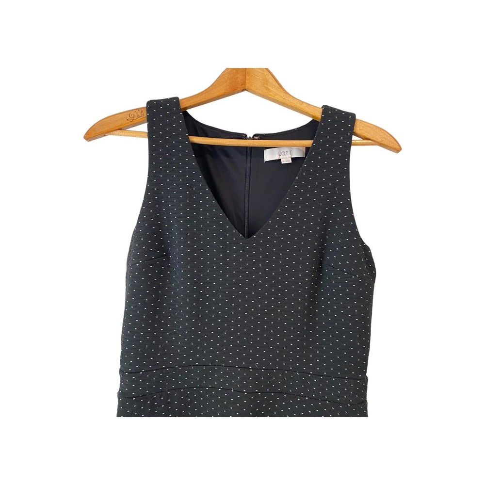 LOFT Dress Size 4 Black White Polka Dot Sleeveless‎ Career Party V-Neck Mini
